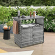 Outdoor Wicker Patio Bar Serving Cart With Wheels - Driftwood - Omega Lifestyles