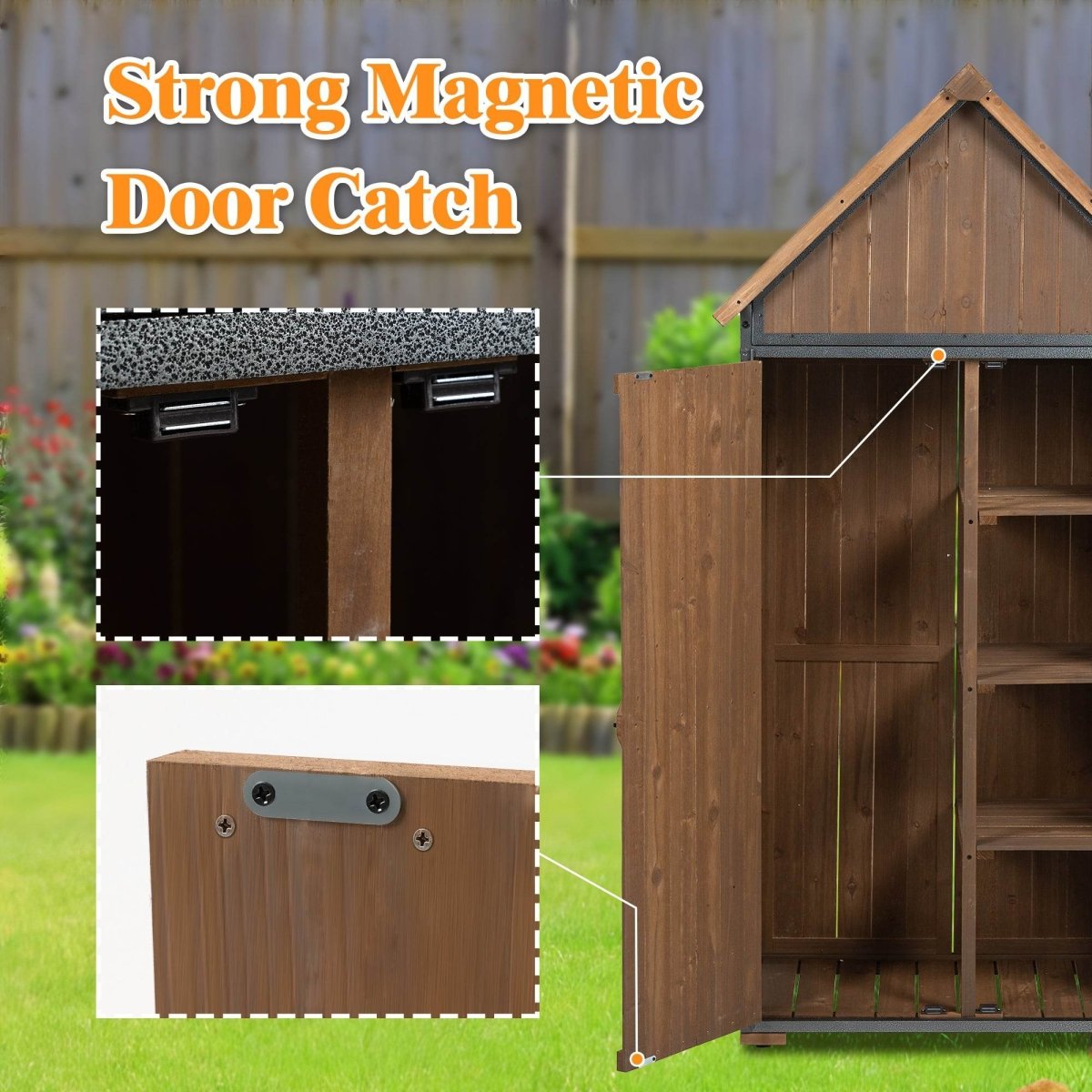 Outdoor Wood And Metal Garden Tool Storage Cabinet - Omega Lifestyles