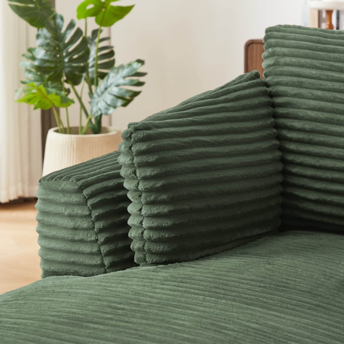 Oversized Corduroy Chaise Lounge Chair With Spring Cushion - Driftwood - Omega Lifestyles