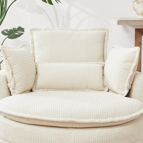 Oversized Modern Corduroy Swivel Chair With Ottoman - Sleep Galleria