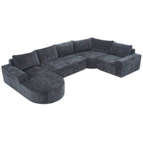 Oversized Modular Sectional Sofa Set Grey Chenille - Omega Lifestyles