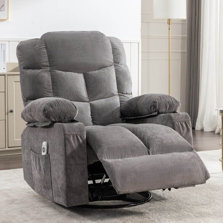 Oversized Soft Massage Rocker Recliner Chair With Heat - Driftwood - Omega Lifestyles