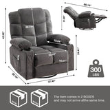Oversized Soft Massage Rocker Recliner Chair With Heat - Driftwood - Omega Lifestyles
