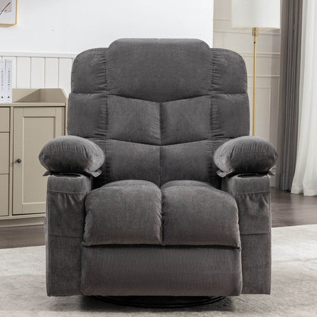 Oversized Soft Massage Rocker Recliner Chair With Heat - Driftwood - Omega Lifestyles