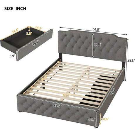 Platform Bed with USB Ports and Dual Storage Drawers - Omega Lifestyles