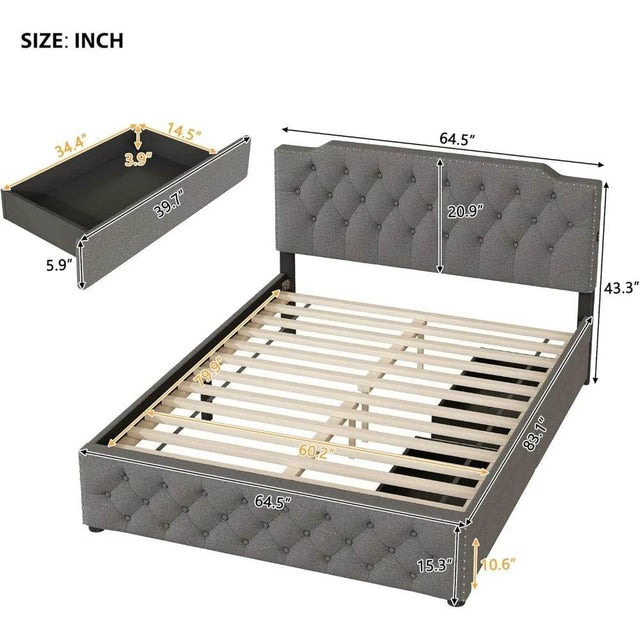 Platform Bed with USB Ports and Dual Storage Drawers - Omega Lifestyles