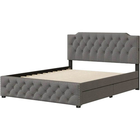 Platform Bed with USB Ports and Dual Storage Drawers - Omega Lifestyles