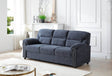 Plush Upholstered Blue Chenille 3-Seat Sofa - Sleep Galleria