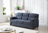 Plush Upholstered Blue Chenille 3-Seat Sofa - Sleep Galleria