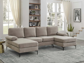 Polyester Blend U-Shape Sectional Sofa With Double Chaise - Omega Lifestyles