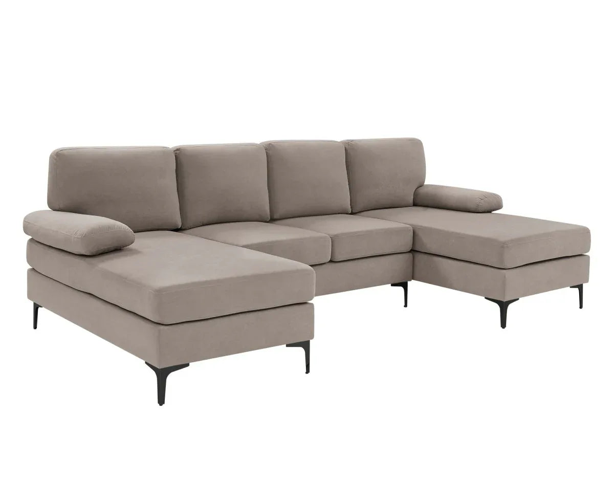 Polyester Blend U-Shape Sectional Sofa With Double Chaise - Omega Lifestyles