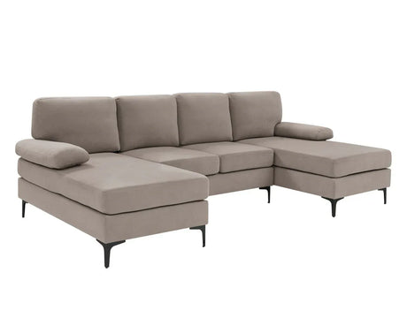 Polyester Blend U-Shape Sectional Sofa With Double Chaise - Omega Lifestyles