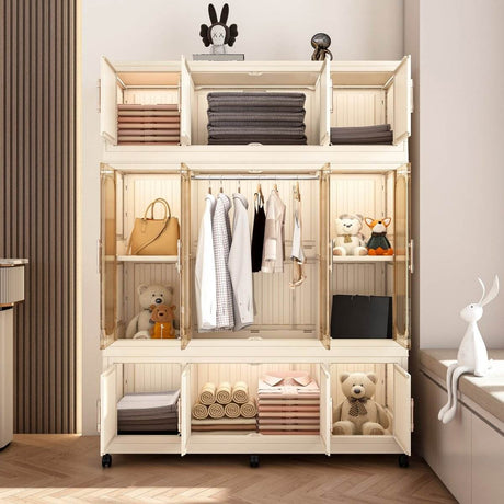 Portable Wardrobe Closet Organizer With Magnetic Doors - Sleep Galleria