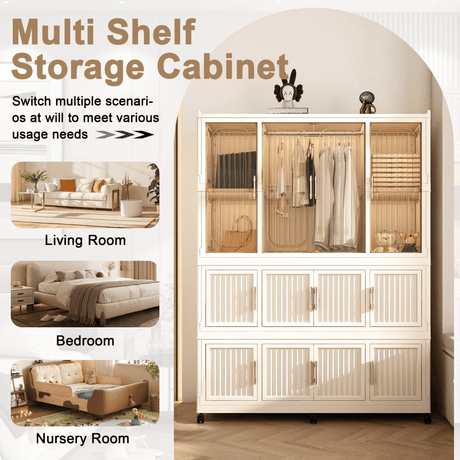Portable Wardrobe Closet Organizer With Magnetic Doors - Sleep Galleria