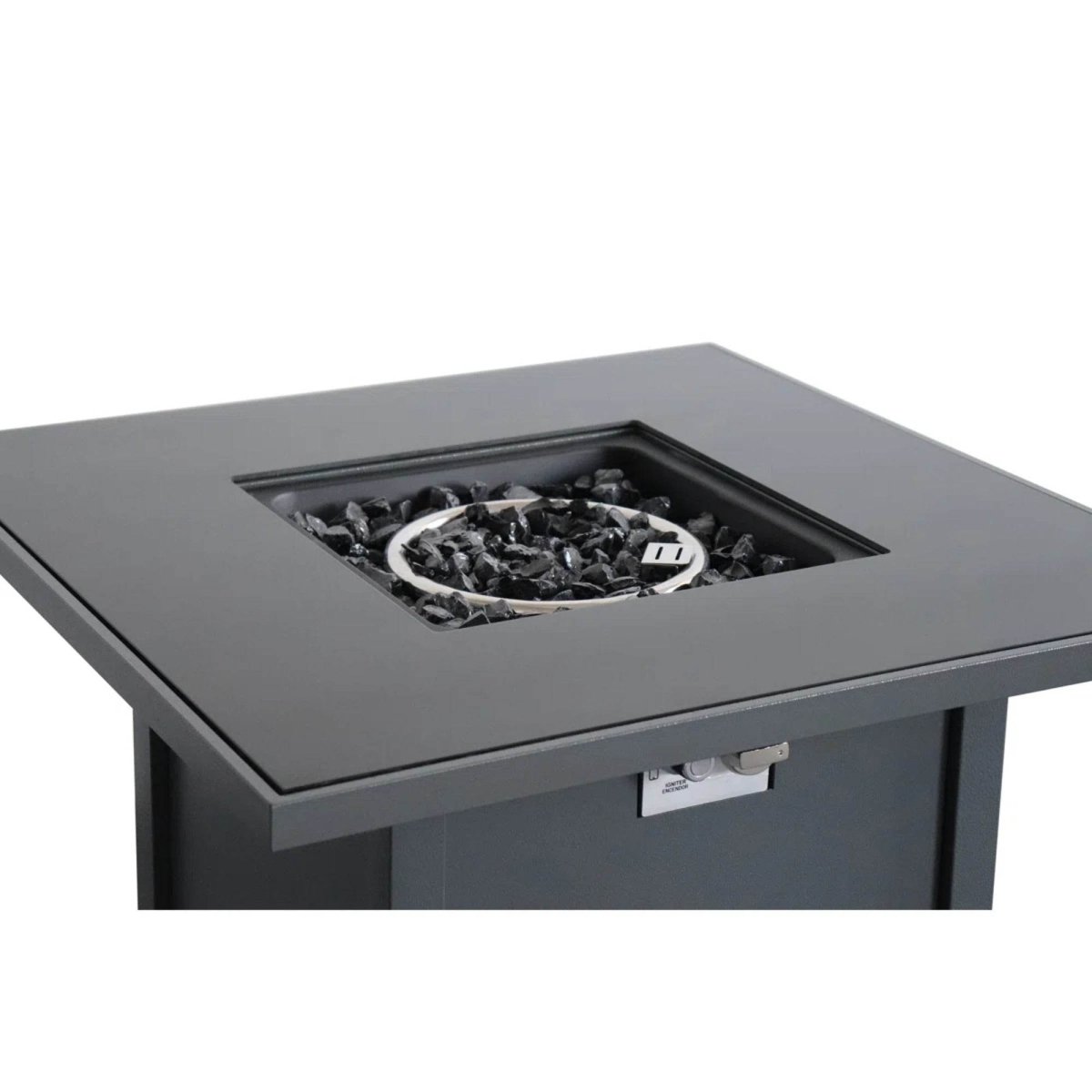 Powder-Coated Steel Outdoor Fire Pit Table With Smoked Glass - Omega Lifestyles