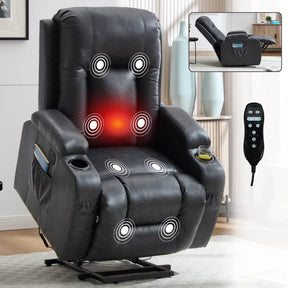 Power Lift Recliner Chair With Massage Lumbar Heat - Omega Lifestyles