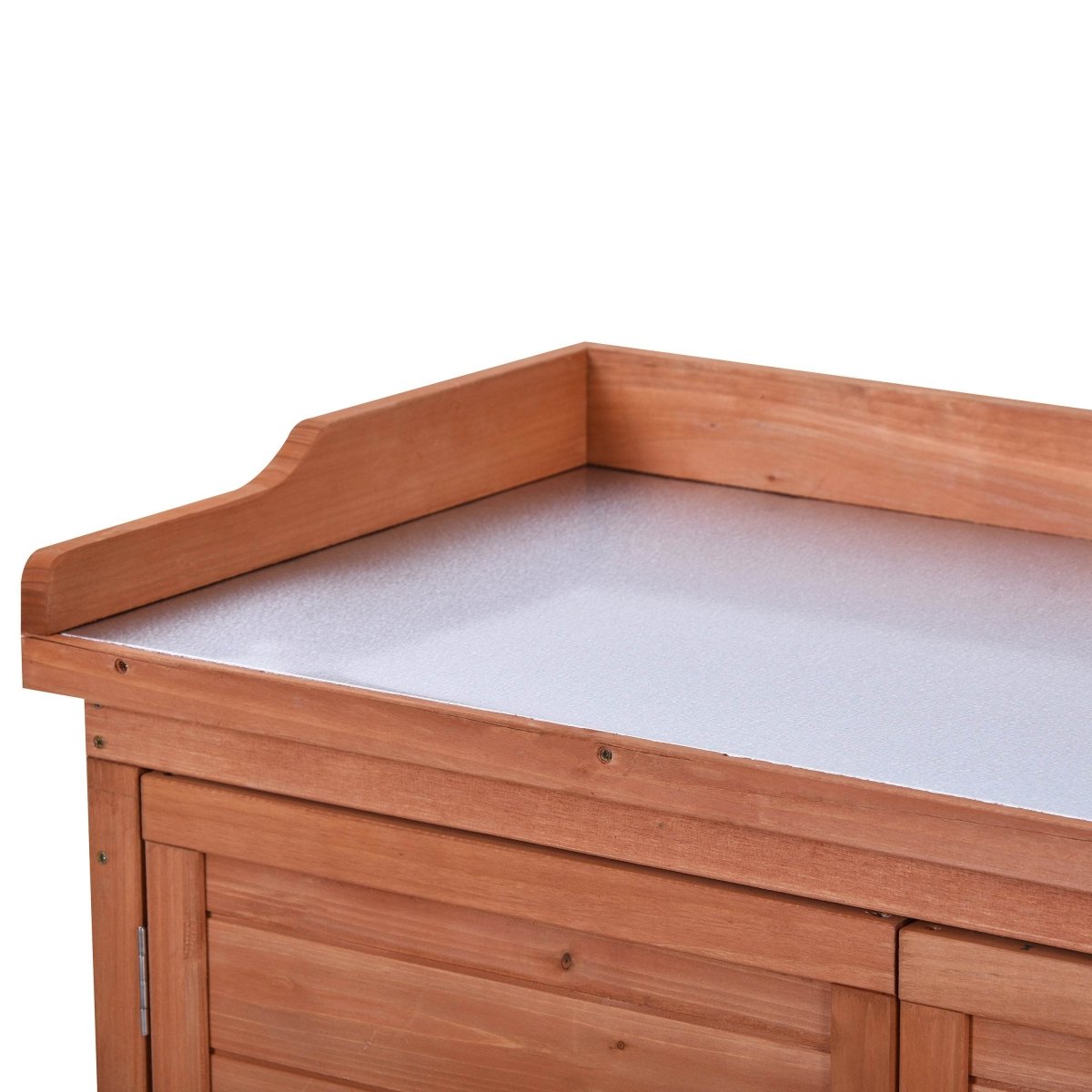 Premium Fir Wood Galvanized Outdoor Potting Bench - Driftwood - Omega Lifestyles