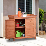 Premium Fir Wood Galvanized Outdoor Potting Bench - Driftwood - Omega Lifestyles