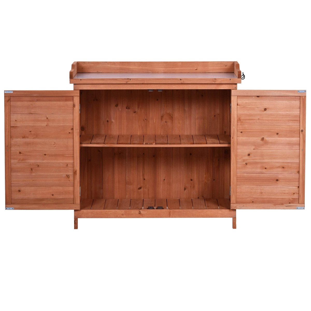 Premium Fir Wood Galvanized Outdoor Potting Bench - Driftwood - Omega Lifestyles