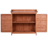 Premium Fir Wood Galvanized Outdoor Potting Bench - Driftwood - Omega Lifestyles