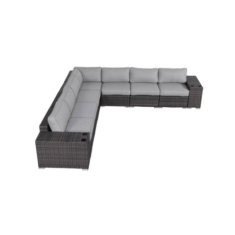 Premium Fully Assembled Wicker Outdoor Sectional Lounge Set - Driftwood - Omega Lifestyles