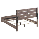 Queen Barrel Oak Farmhouse Rustic Wood Panel Bed Frame - Driftwood - Omega Lifestyles