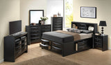 Queen Black Particle Board Storage Bed Frame With Modern Design - Driftwood - Omega Lifestyles