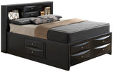 Queen Black Particle Board Storage Bed Frame With Modern Design - Driftwood - Omega Lifestyles