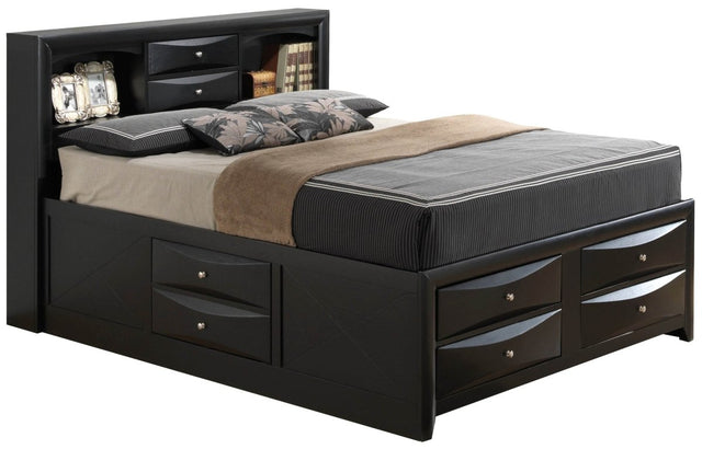 Queen Black Particle Board Storage Bed Frame With Modern Design - Driftwood - Omega Lifestyles