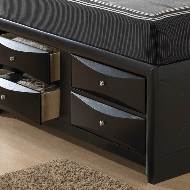 Queen Black Particle Board Storage Bed Frame With Modern Design - Omega Lifestyles