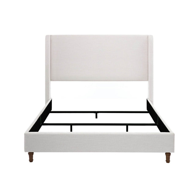 Queen Contemporary Upholstered Wingback Bed Frame - Driftwood - Omega Lifestyles