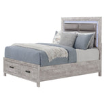 Queen Farmhouse Solid Wood MDF Storage Bed Frame - Driftwood - Omega Lifestyles