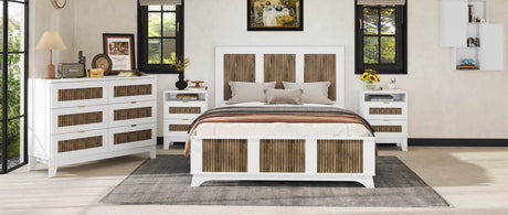 Queen Farmhouse Wooden Platform Bed With Plywood Slats - Driftwood - Omega Lifestyles