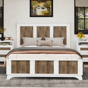Queen Farmhouse Wooden Platform Bed With Plywood Slats - Omega Lifestyles