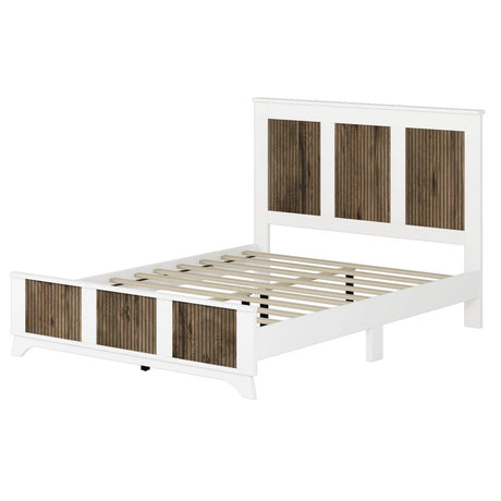 Queen Farmhouse Wooden Platform Bed With Plywood Slats - Driftwood - Omega Lifestyles