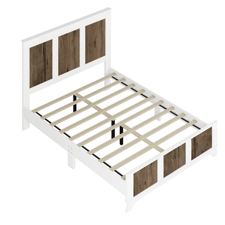 Queen Farmhouse Wooden Platform Bed With Plywood Slats - Driftwood - Omega Lifestyles
