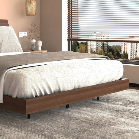 Queen Floating Bed Frame With LED Lights Charging Station - Omega Lifestyles