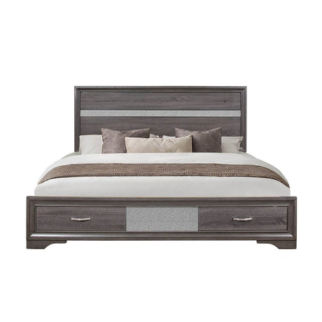 Queen Gray Solid Wood MDF Storage Bed Frame - Driftwood - Omega Lifestyles