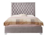 Queen Gray Solid Wood Upholstered Bed Frame - Driftwood - Omega Lifestyles