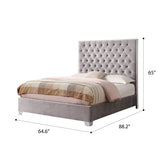 Queen Gray Solid Wood Upholstered Bed Frame - Driftwood - Omega Lifestyles
