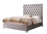 Queen Gray Solid Wood Upholstered Bed Frame - Driftwood - Omega Lifestyles