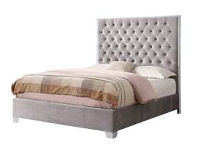 Queen Gray Solid Wood Upholstered Bed Frame - Omega Lifestyles