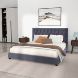 Queen Grey Velvet Mid Century Modern Upholstered Platform Bed - Driftwood - Omega Lifestyles