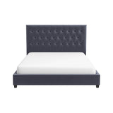 Queen Grey Velvet Mid Century Modern Upholstered Platform Bed - Driftwood - Omega Lifestyles