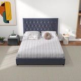 Queen Grey Velvet Mid Century Modern Upholstered Platform Bed - Driftwood - Omega Lifestyles