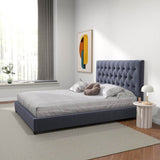 Queen Grey Velvet Mid Century Modern Upholstered Platform Bed - Driftwood - Omega Lifestyles