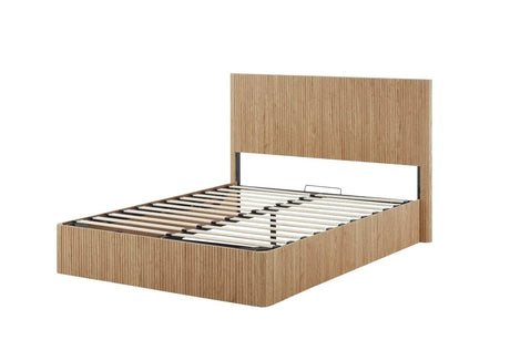 Queen Hydraulic Lift Storage Bed Frame Oak Finish - Omega Lifestyles