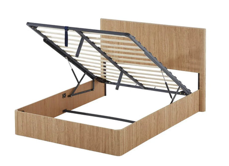 Queen Hydraulic Lift Storage Bed Frame Oak Finish - Omega Lifestyles