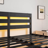 Queen Metal And Wood Bed Frame With RGB Lights - Driftwood - Omega Lifestyles