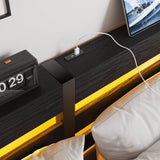 Queen Metal And Wood Bed Frame With RGB Lights - Driftwood - Omega Lifestyles